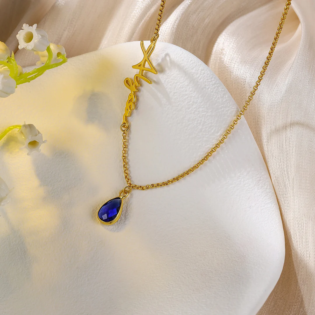 For Memorial - Customized Name Birthstone Memorial Tear Necklace - Image 8