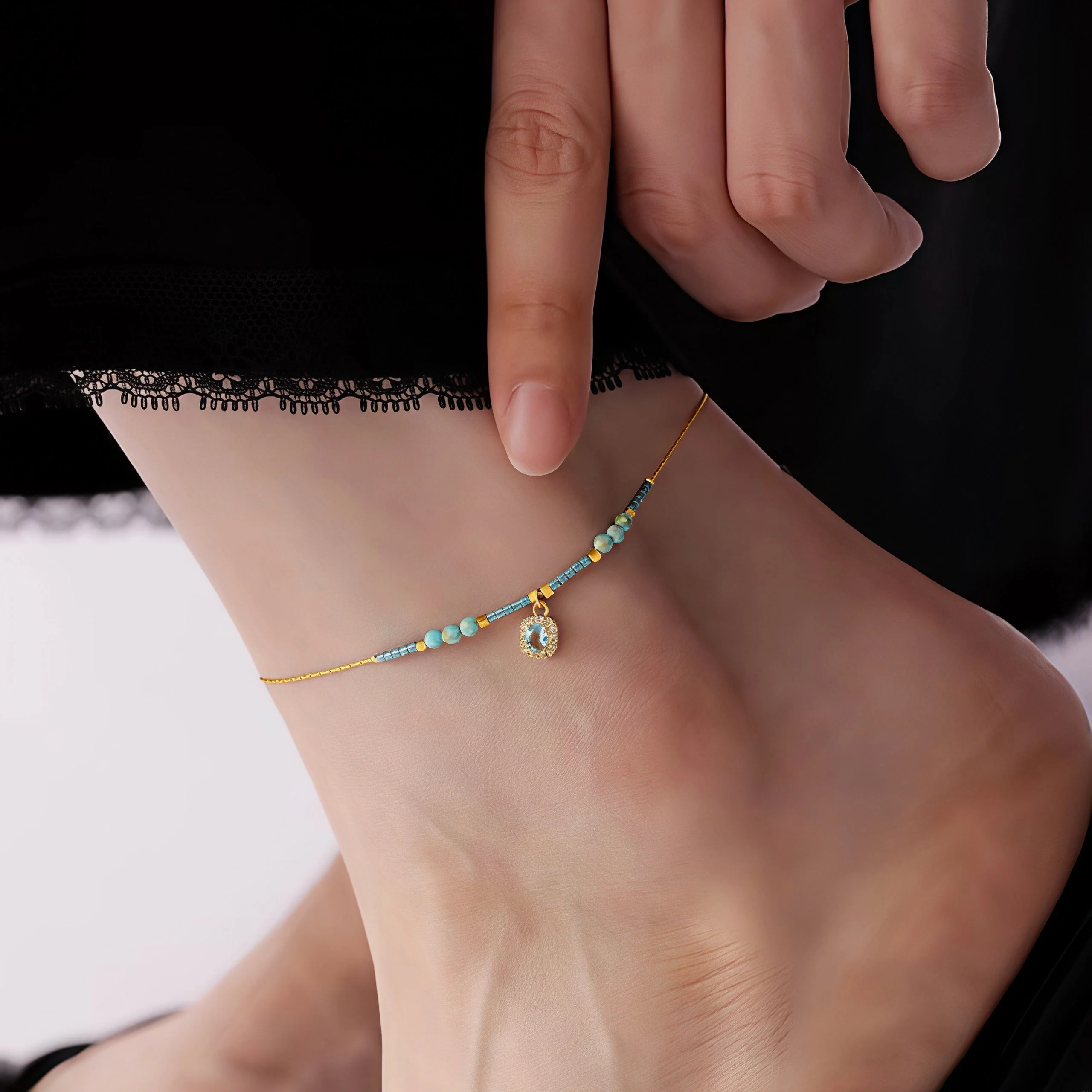Mint Mambo — Minimalist Diamond Bead Chain - Image 5