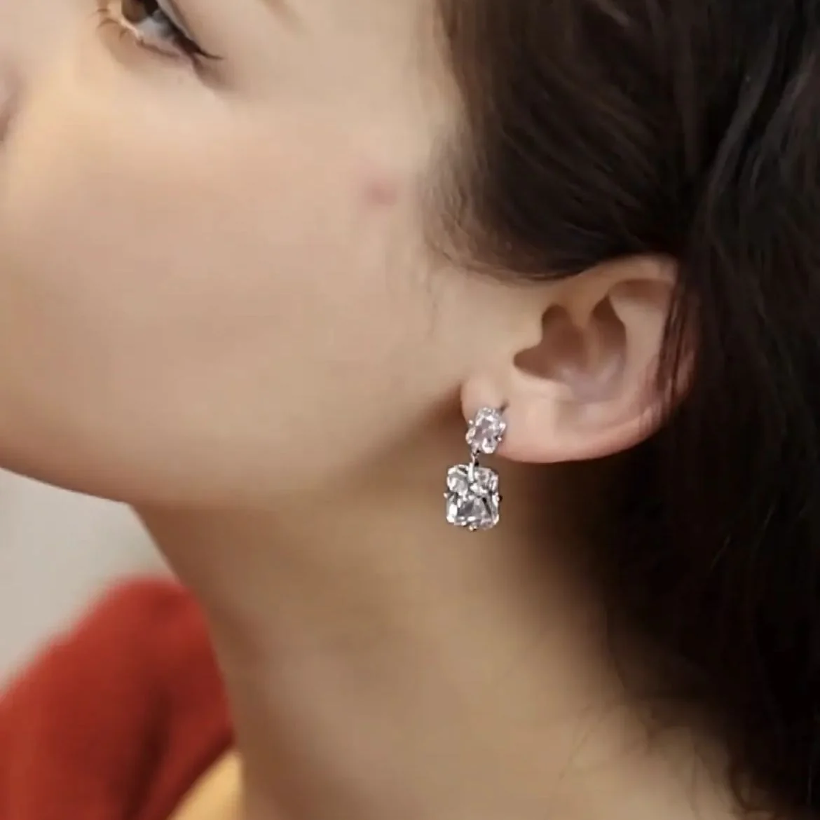 🌸French Style Minimalist Diamond Earrings - Image 6