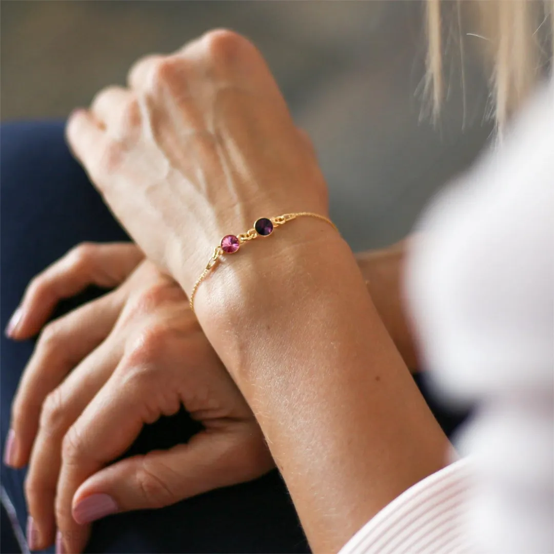 Mother And Daughter Forever Linked Together Custom Birthstones Bracelet - Image 10