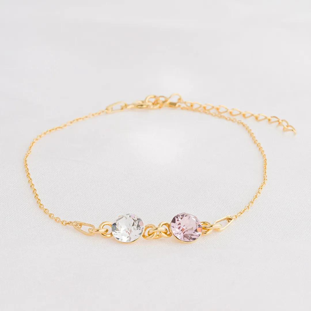 Mother And Daughter Forever Linked Together Custom Birthstones Bracelet - Image 3