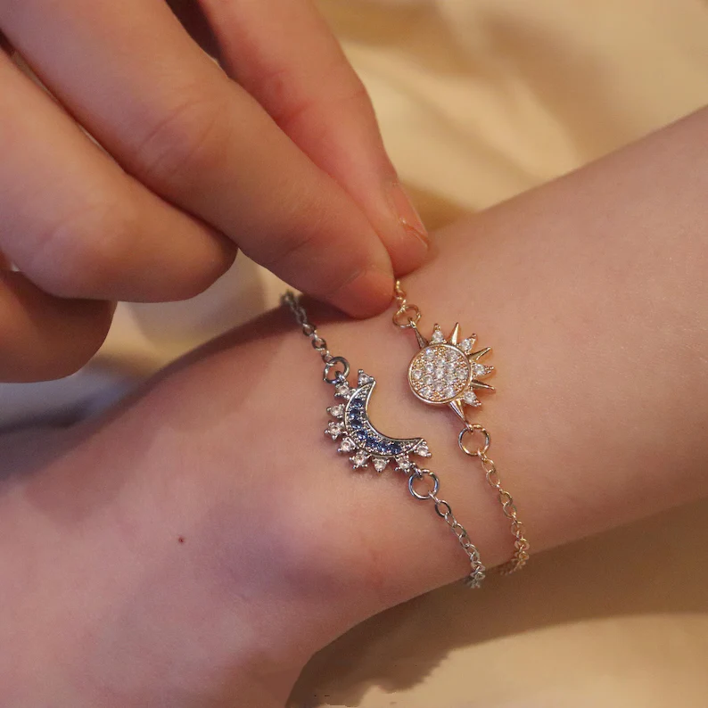 For Bonus Daughter - Hearts Are Linked Moon And Star Bracelet - Image 4