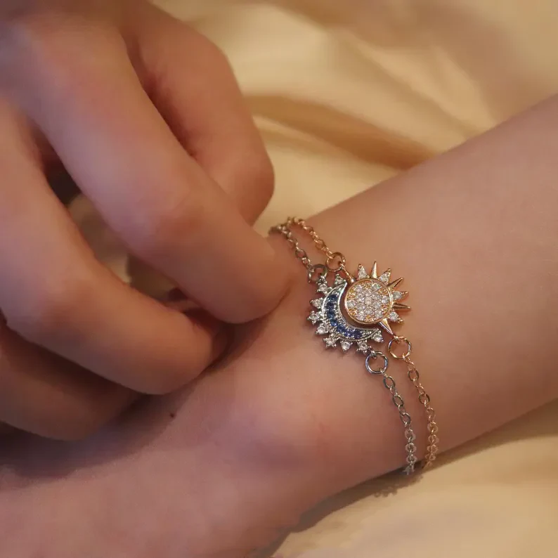 For Bonus Daughter - Hearts Are Linked Moon And Star Bracelet - Image 6