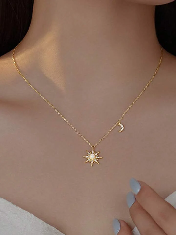For Bonus Daughter - Hearts Are Linked Moon And Star Necklace - Image 2