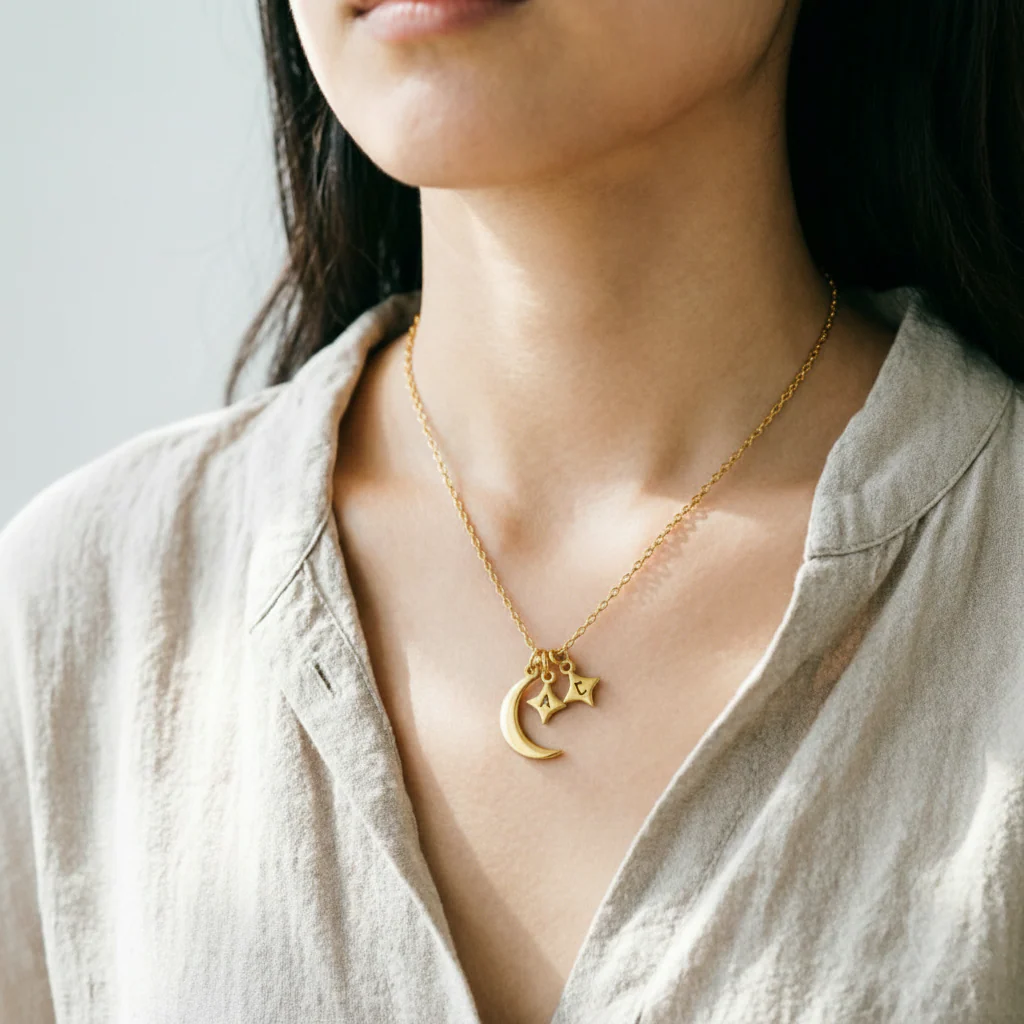 For Love- Custom Moon and Star Necklace - Image 7