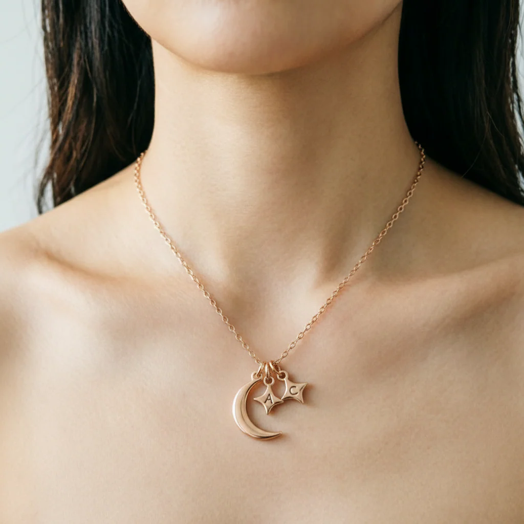 For Love- Custom Moon and Star Necklace - Image 9
