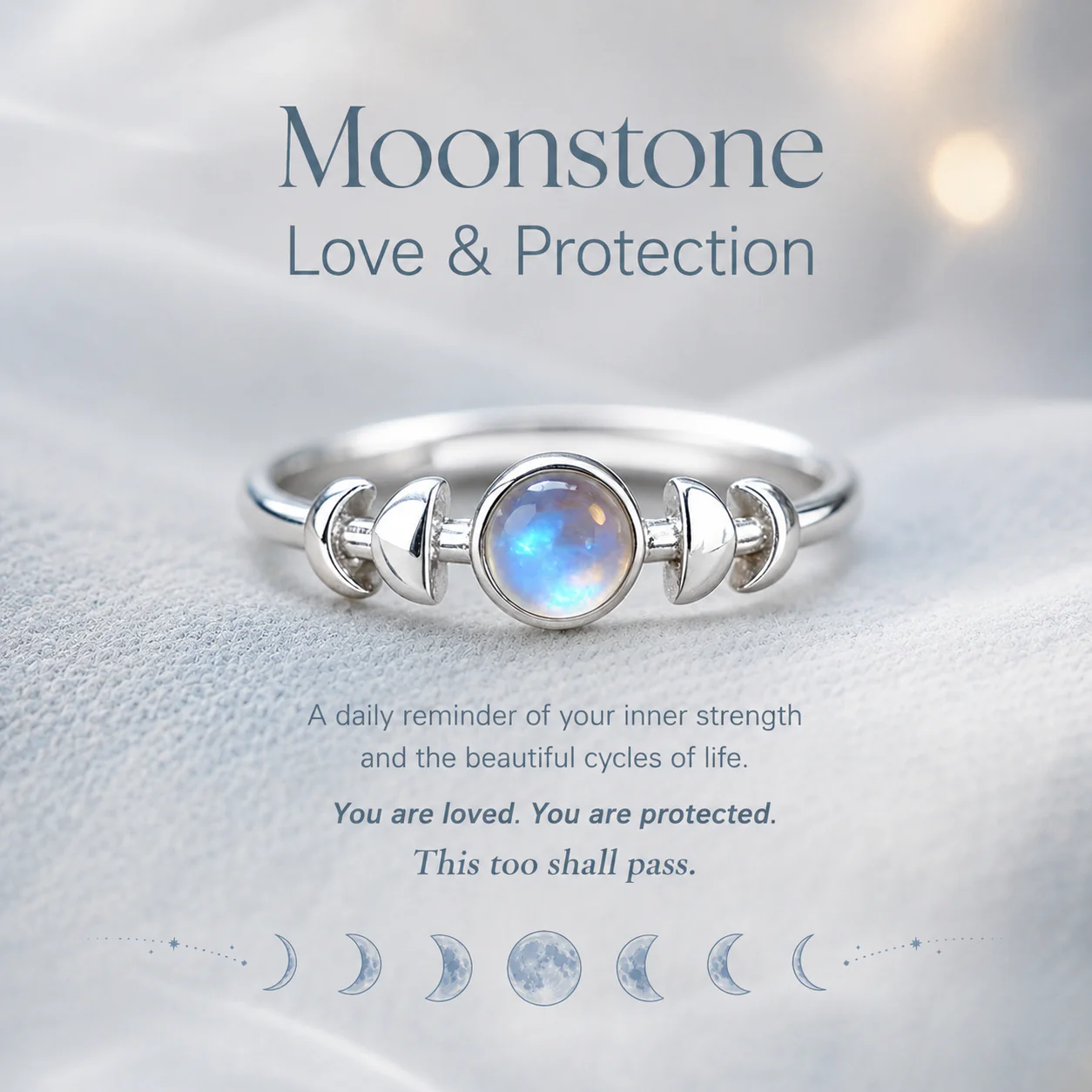 This Too Shall Pass Moon Phases Moonstone Ring