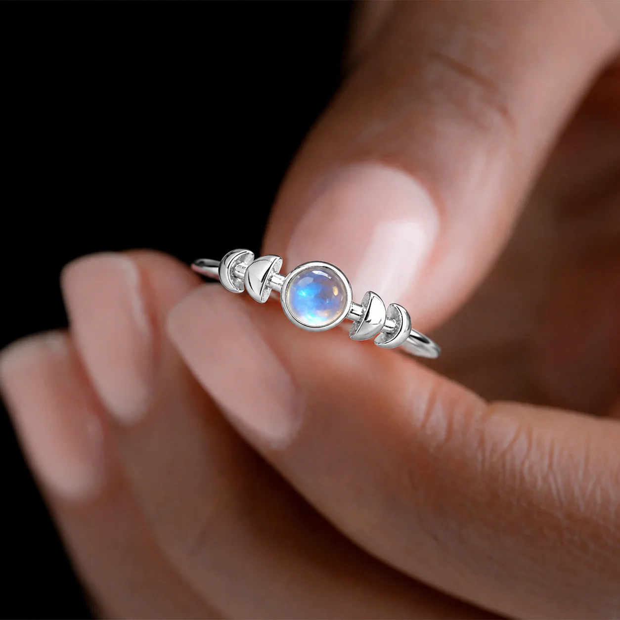This Too Shall Pass Moon Phases Moonstone Ring - Image 3