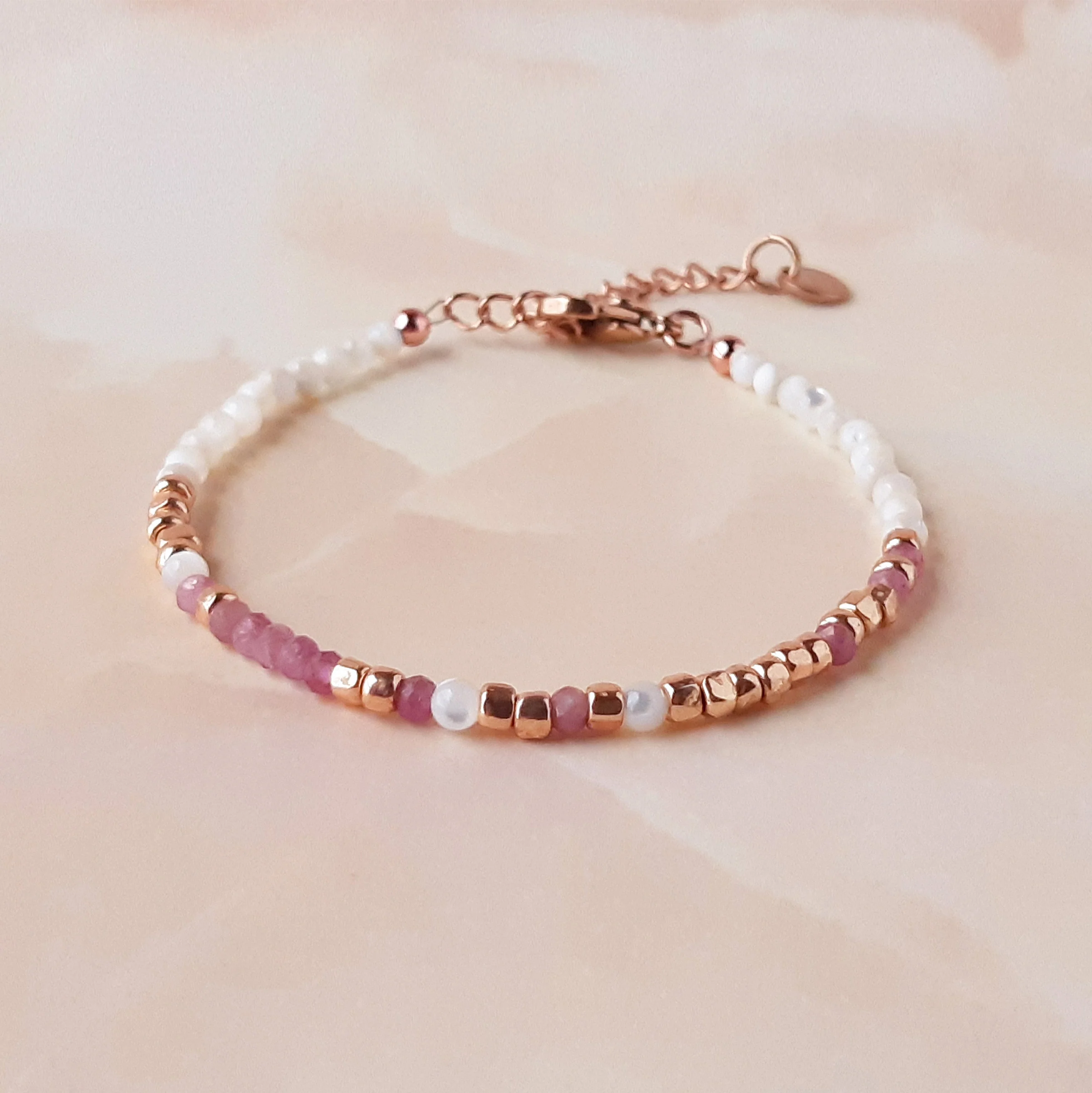 'F*ck Cancer' Pink Tourmaline Morse Code Breast Cancer Bracelet - Image 3