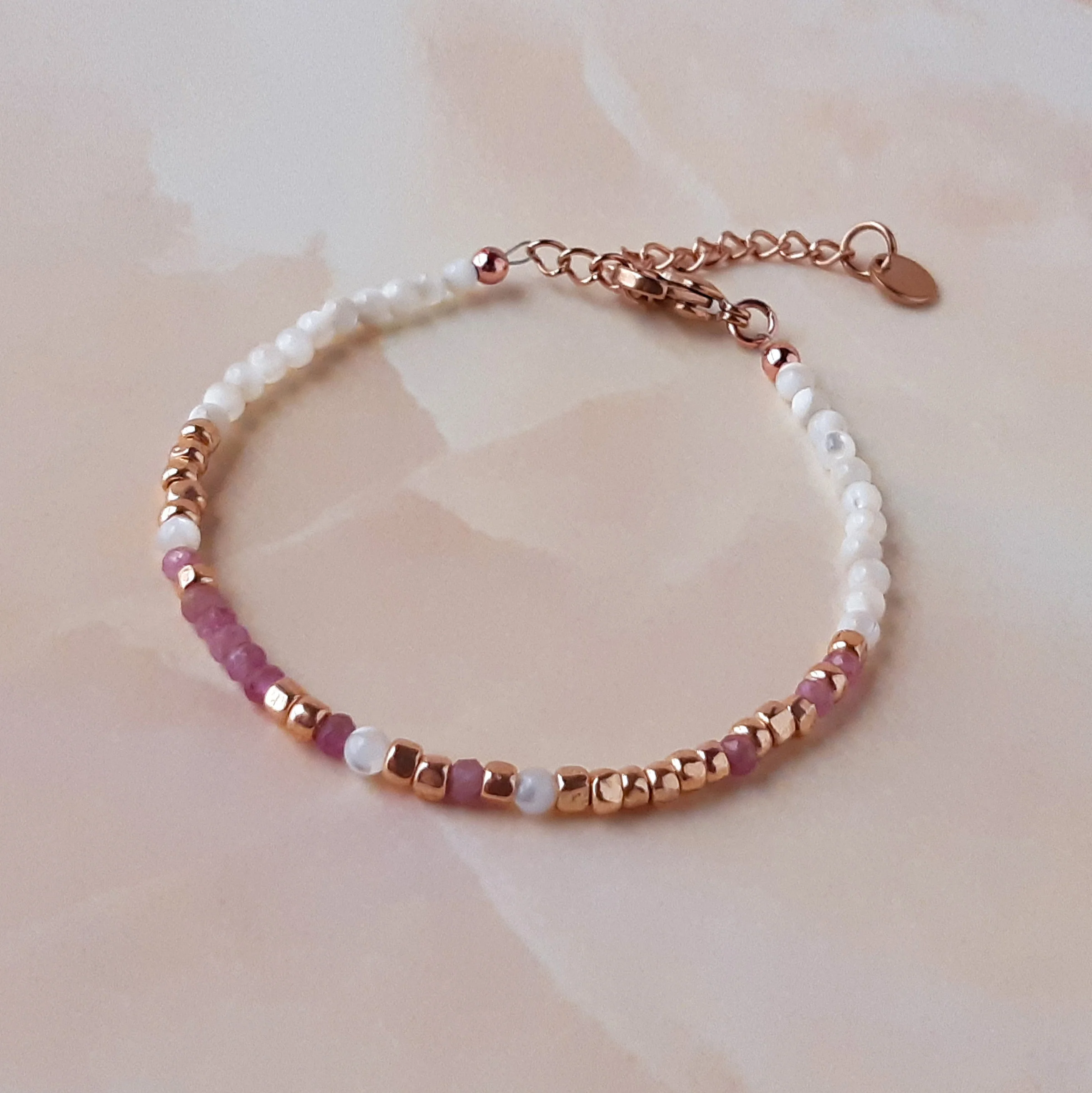 'F*ck Cancer' Pink Tourmaline Morse Code Breast Cancer Bracelet - Image 5