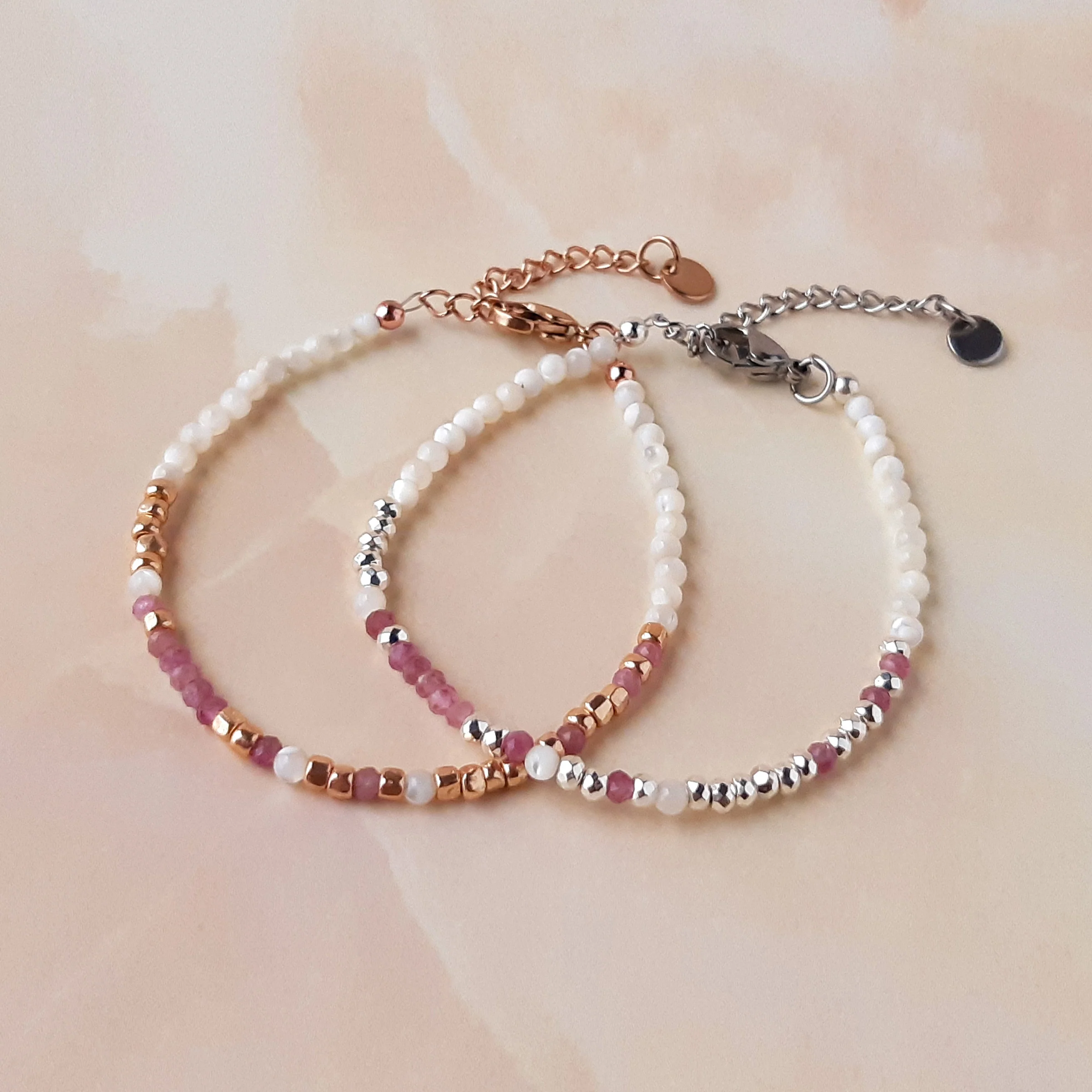 'F*ck Cancer' Pink Tourmaline Morse Code Breast Cancer Bracelet - Image 7