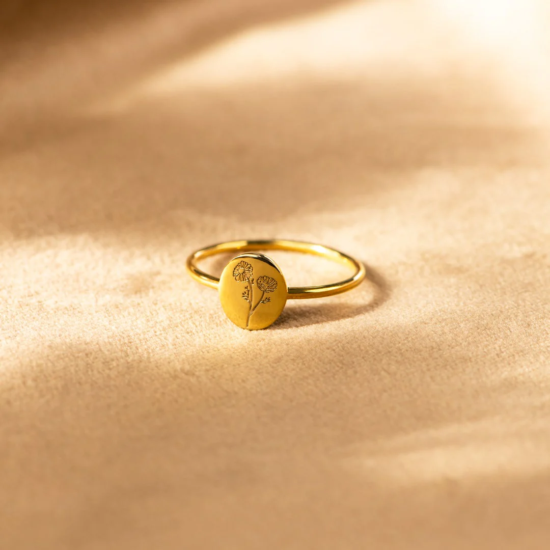 Mother & Daughter Engraved Flower Ring - Image 5