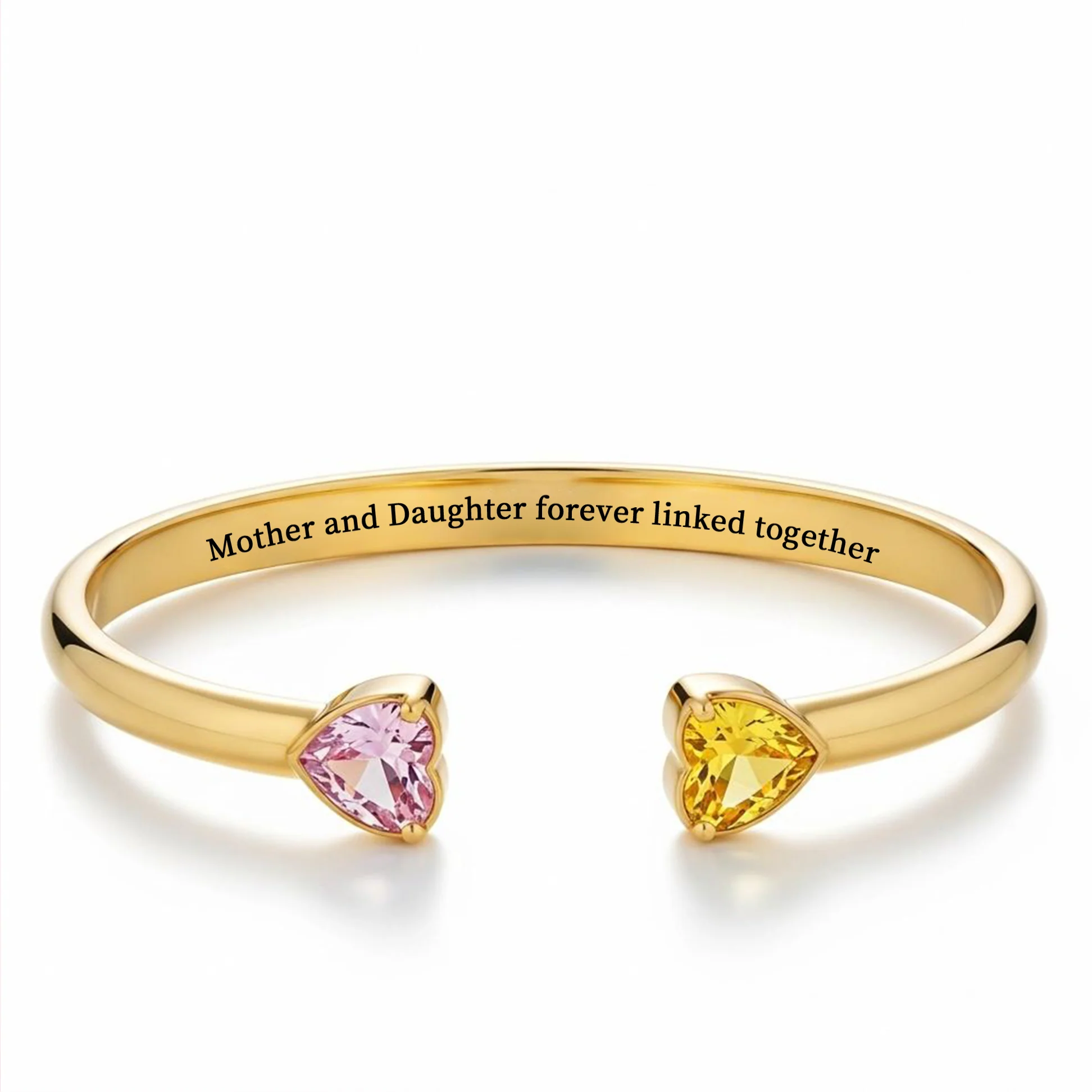 Mother&Daughter Double Heart Custom Birthstones Bracelet - Image 7