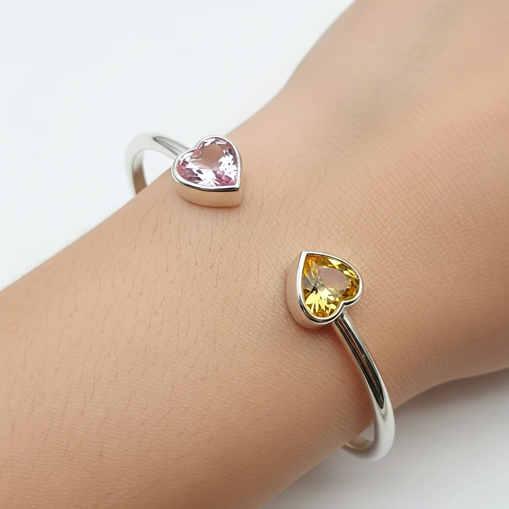 Mother&Daughter Double Heart Custom Birthstones Bracelet - Image 9