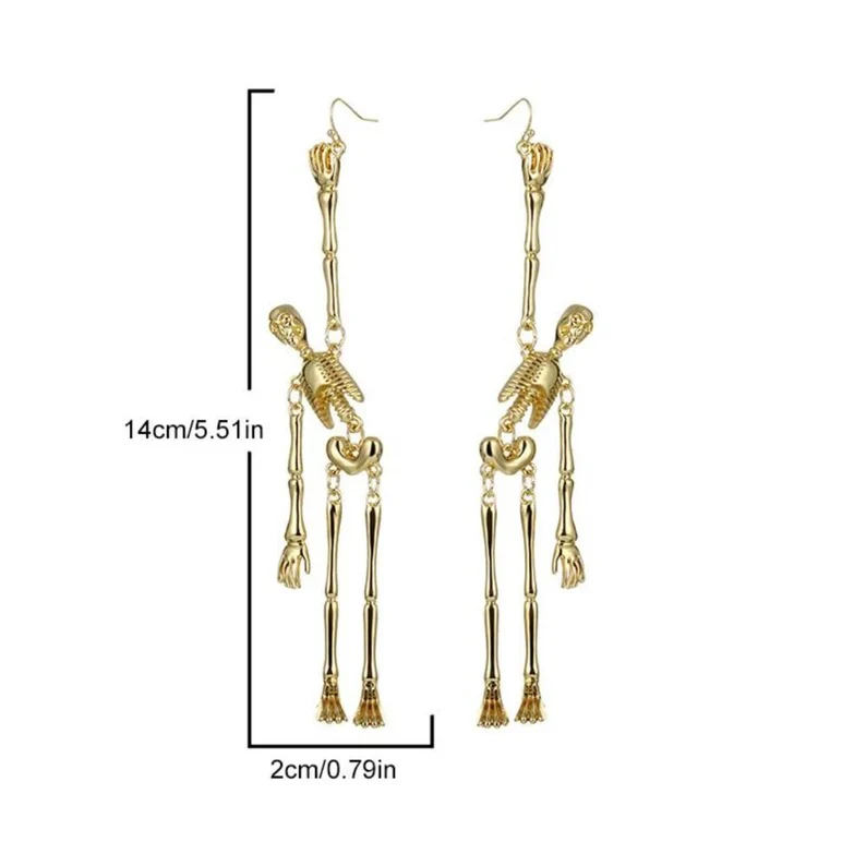 Movable Skeleton Bone Dangle Earrings, Squelette Earrings, Halloween Earrings - Image 7