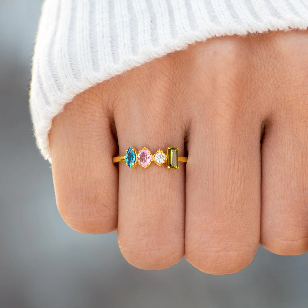 1-5 Multi Shaped Birthstones Mother's Ring - Image 2