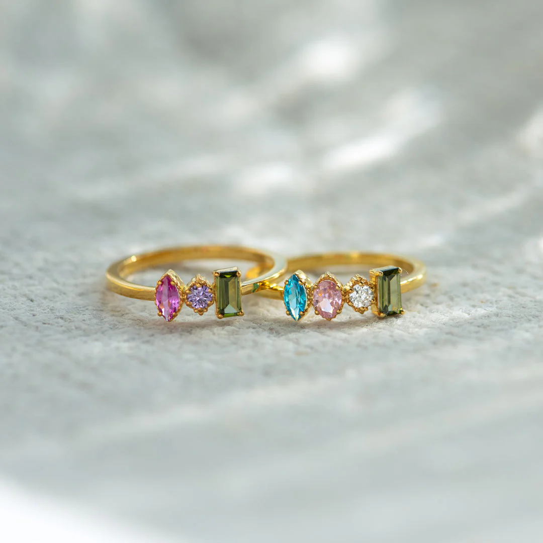 1-5 Multi Shaped Birthstones Mother's Ring - Image 3