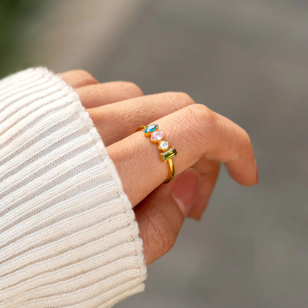 1-5 Multi Shaped Birthstones Mother's Ring - Image 5