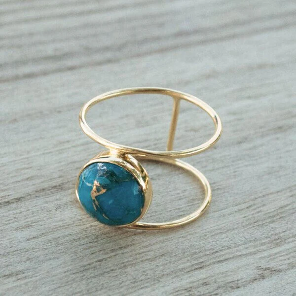 Natural Turquoise Gold Ring - Image 4