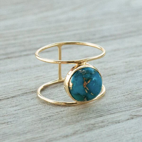 Natural Turquoise Gold Ring - Image 5