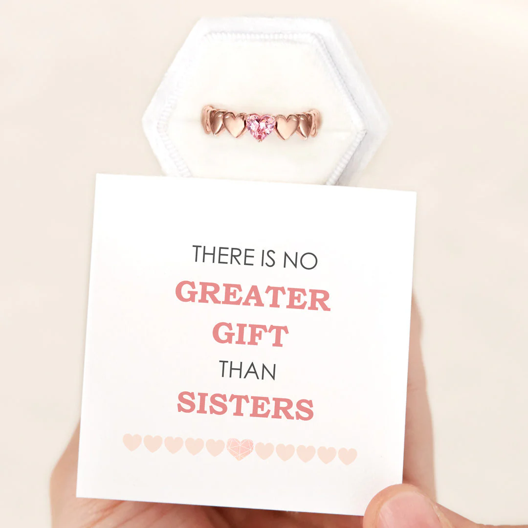 No Greater Gift Than Sisters Heart Band Ring - Image 3