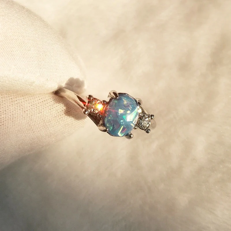Oval Cut Fire Opal Ring - Image 6