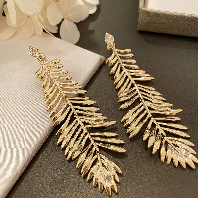 Palm Leaf Big Tassel Earrings - Image 5