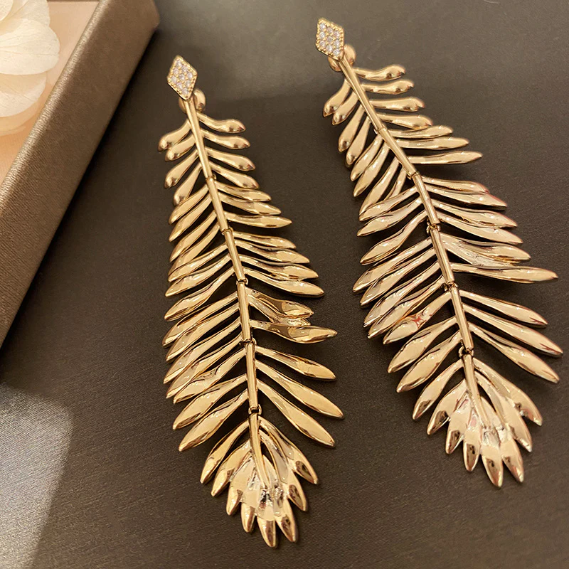Palm Leaf Big Tassel Earrings - Image 6