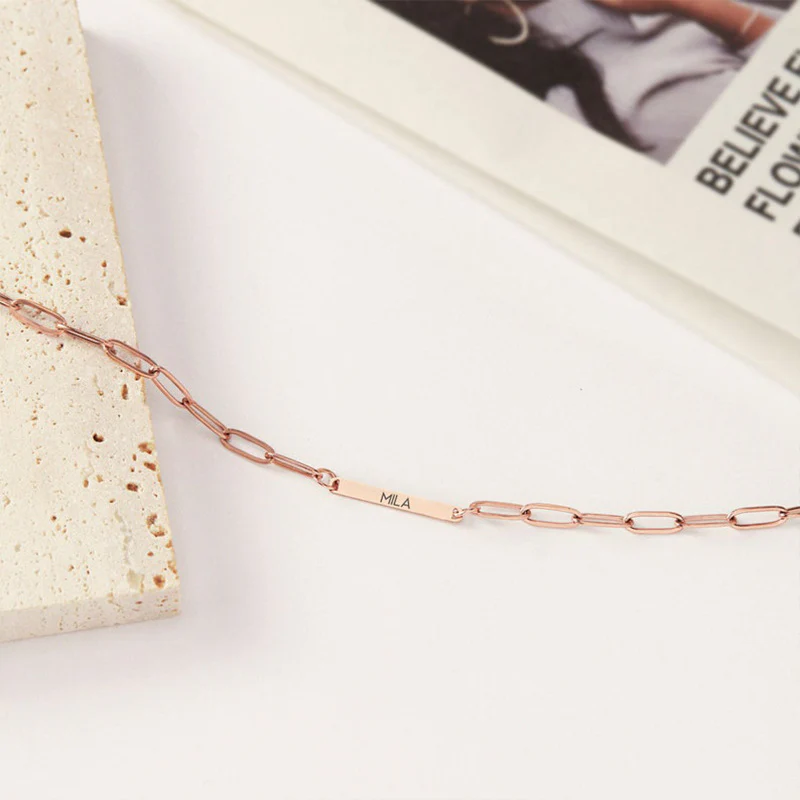 Minimalist Paperclip Personalized Name Necklace - Image 9