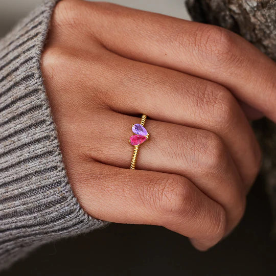 For Love - Partners In Love Heart Custom Birthstone Ring - Image 6