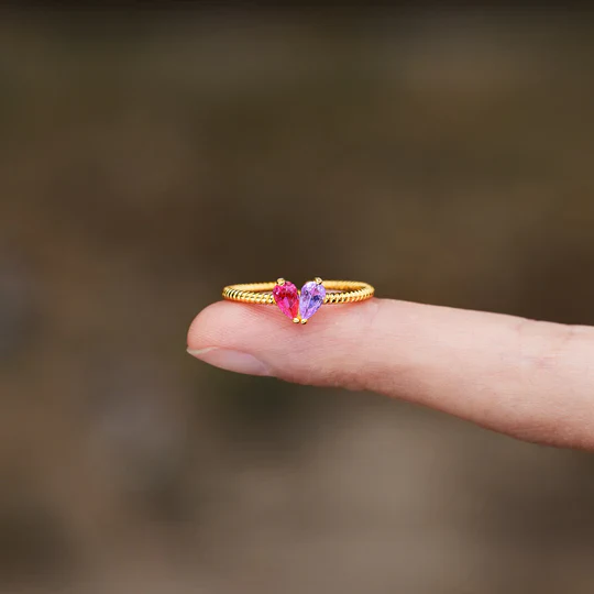 For Love - Partners In Love Heart Custom Birthstone Ring - Image 7