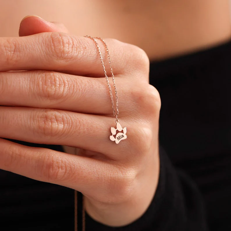 🐾 Custom Engraved Paw Print Necklace - Image 3
