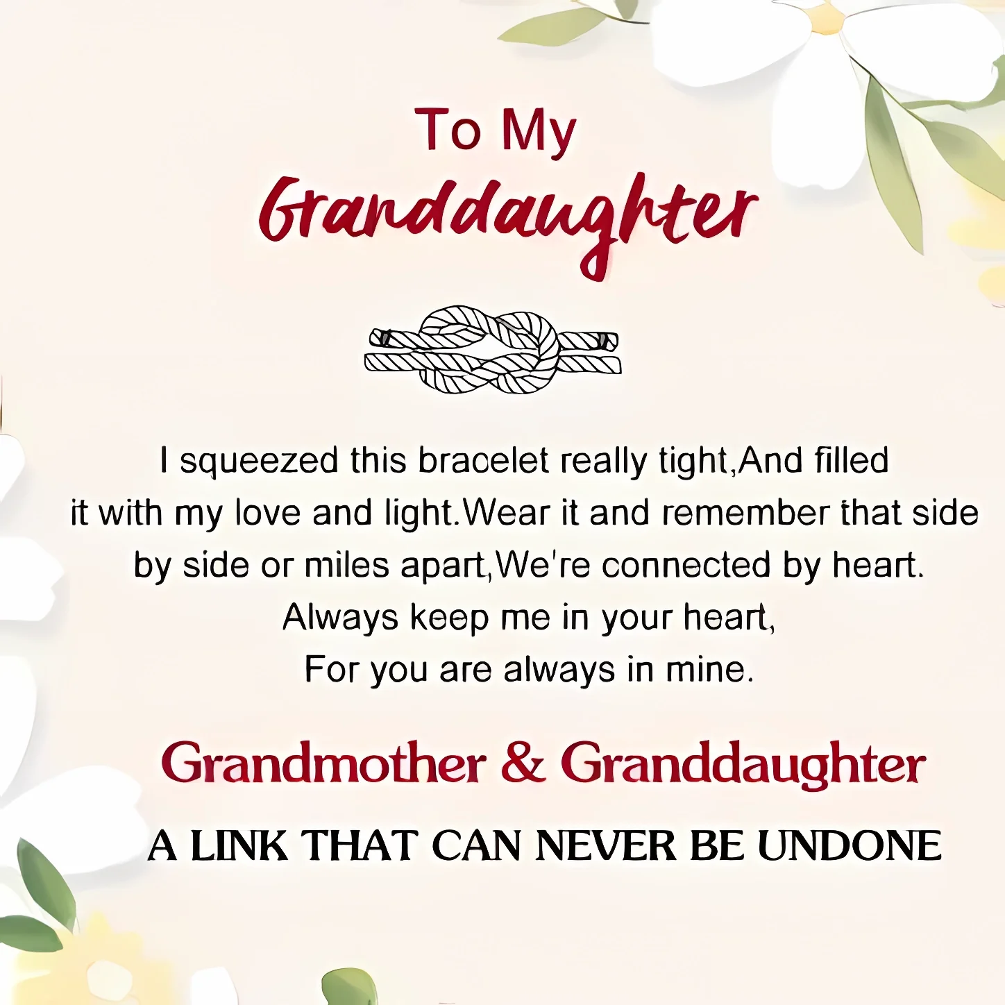 FOR GRANDDAUGHTER🩷A LINK THAT CAN NEVER BE UNDONE Peach Blossom Knot Bracelet - Image 8