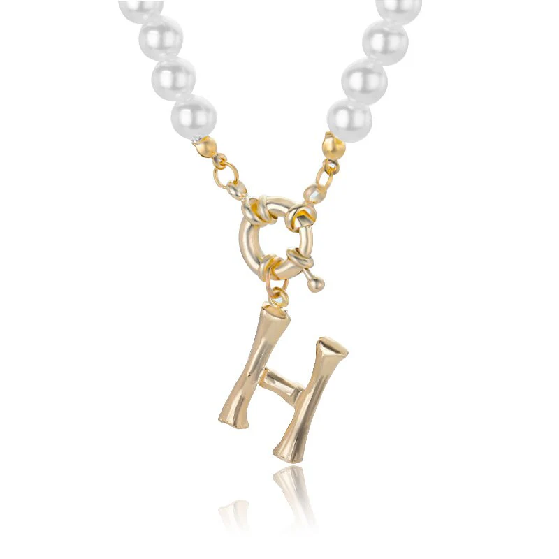 Personal Pearl Necklace Choker Alphabet A-Z - Image 10
