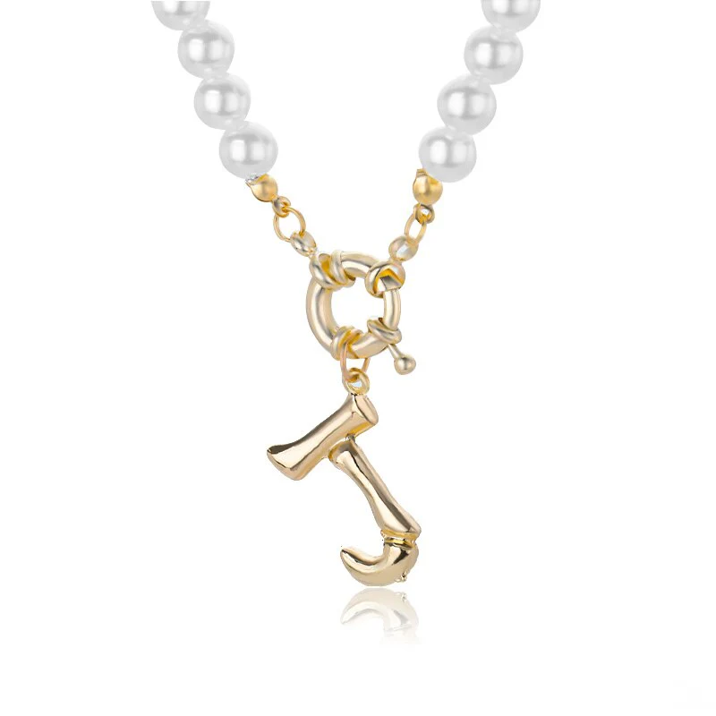Personal Pearl Necklace Choker Alphabet A-Z - Image 12