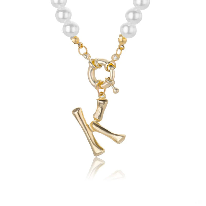 Personal Pearl Necklace Choker Alphabet A-Z - Image 13