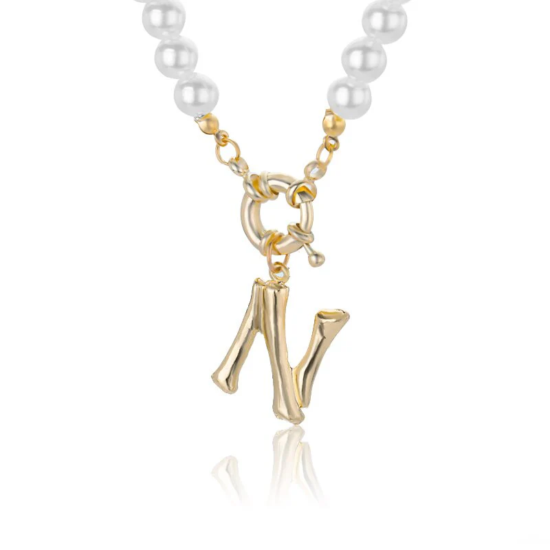 Personal Pearl Necklace Choker Alphabet A-Z - Image 16