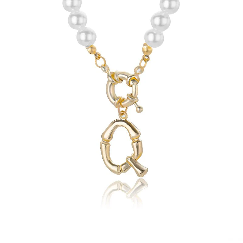 Personal Pearl Necklace Choker Alphabet A-Z - Image 19