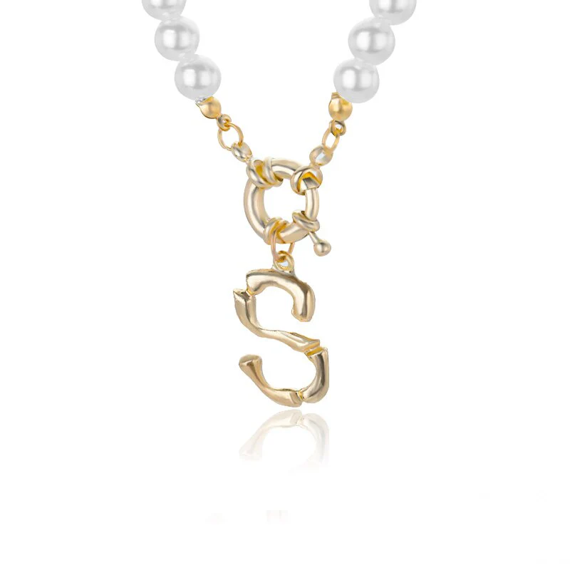 Personal Pearl Necklace Choker Alphabet A-Z - Image 21