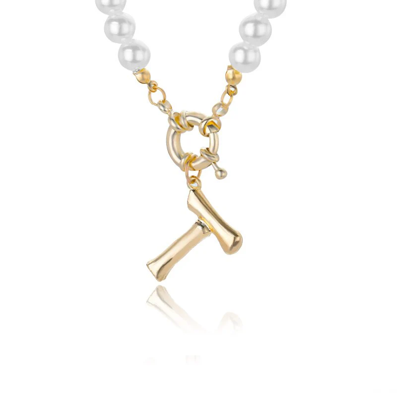 Personal Pearl Necklace Choker Alphabet A-Z - Image 22