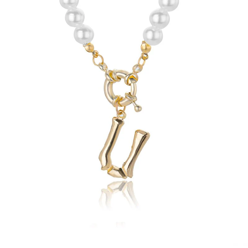 Personal Pearl Necklace Choker Alphabet A-Z - Image 23