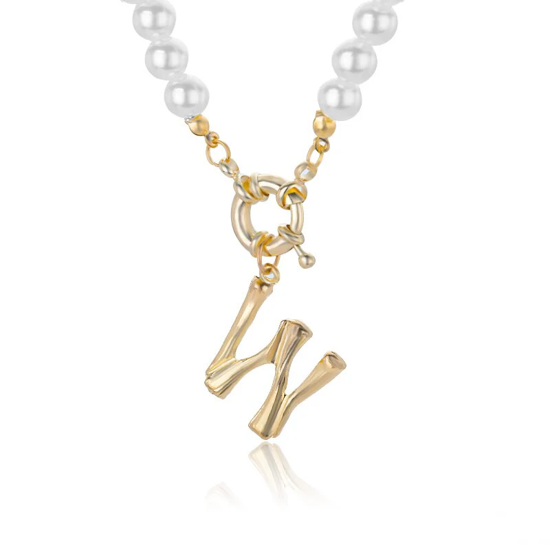 Personal Pearl Necklace Choker Alphabet A-Z - Image 25