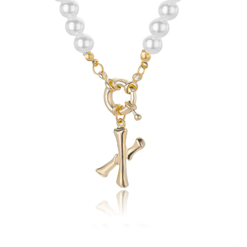 Personal Pearl Necklace Choker Alphabet A-Z - Image 26