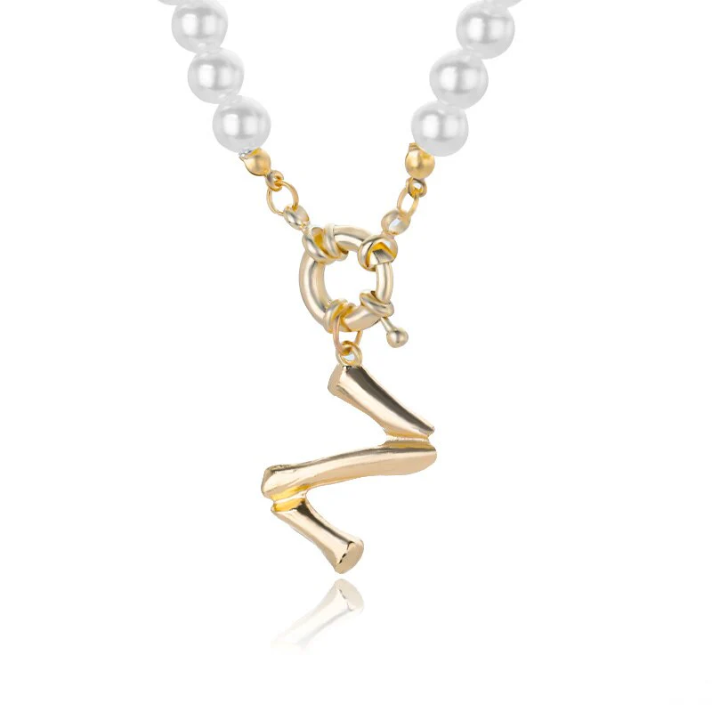 Personal Pearl Necklace Choker Alphabet A-Z - Image 28