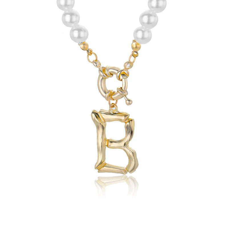 Personal Pearl Necklace Choker Alphabet A-Z - Image 4