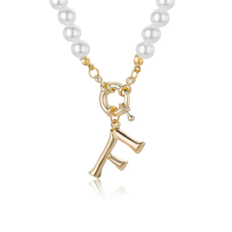 Personal Pearl Necklace Choker Alphabet A-Z - Image 8