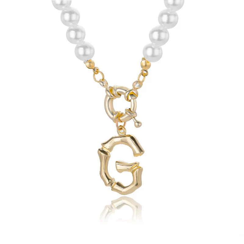 Personal Pearl Necklace Choker Alphabet A-Z - Image 9