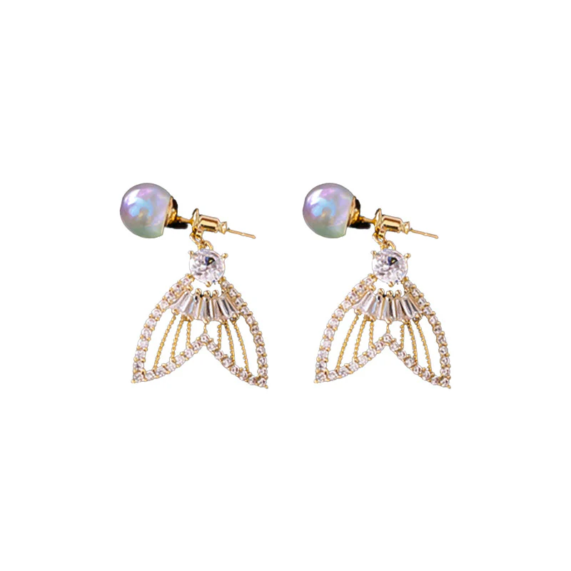 🌸Sparkling Mermaid Pearl Fishtail Earrings - Image 7
