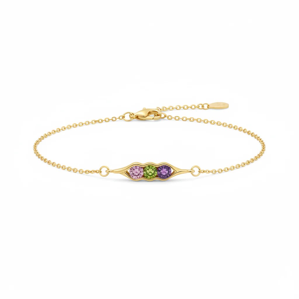 For Friend- We're Peas in a pod Birthstone Bracelet - Image 13