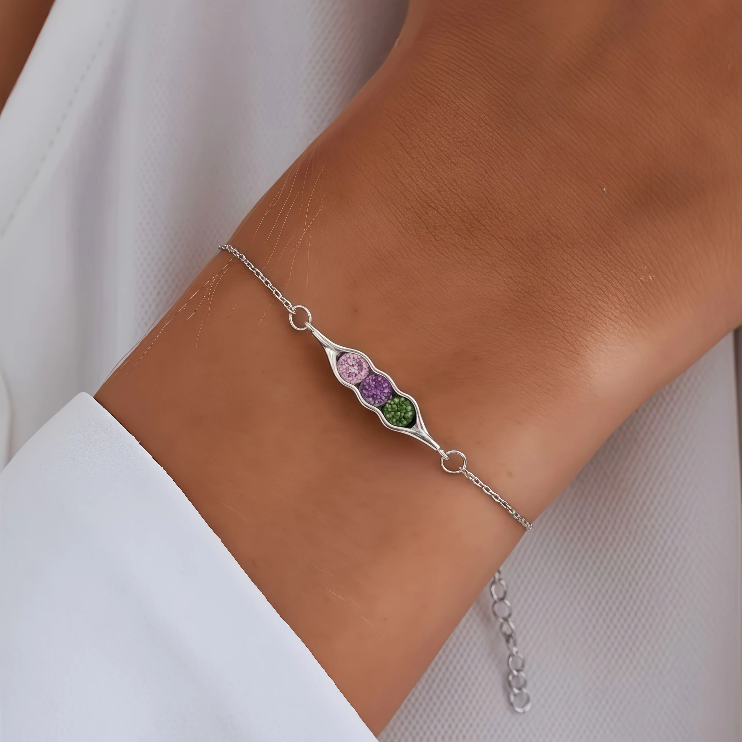 For Friend- We're Peas in a pod Birthstone Bracelet - Image 2